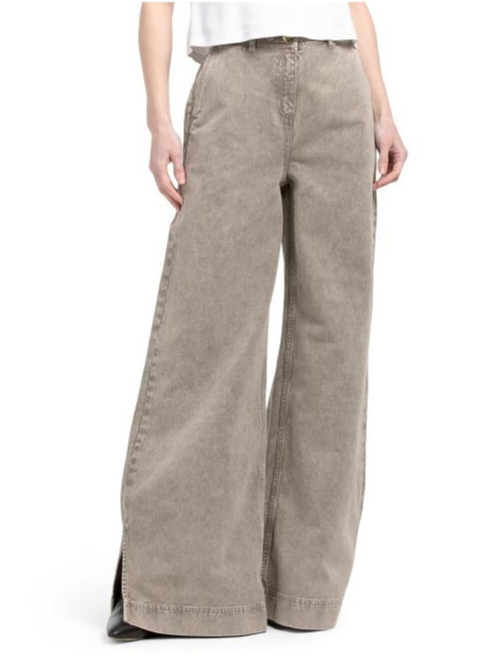 TOCCIN Made In Portugal Eileen Wide Leg Pants With Slit Cuffs